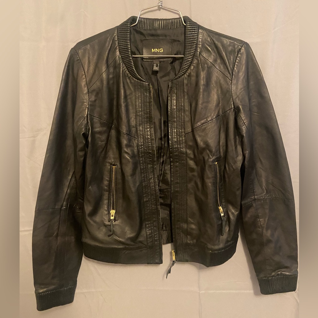 Mango Leather Bomber